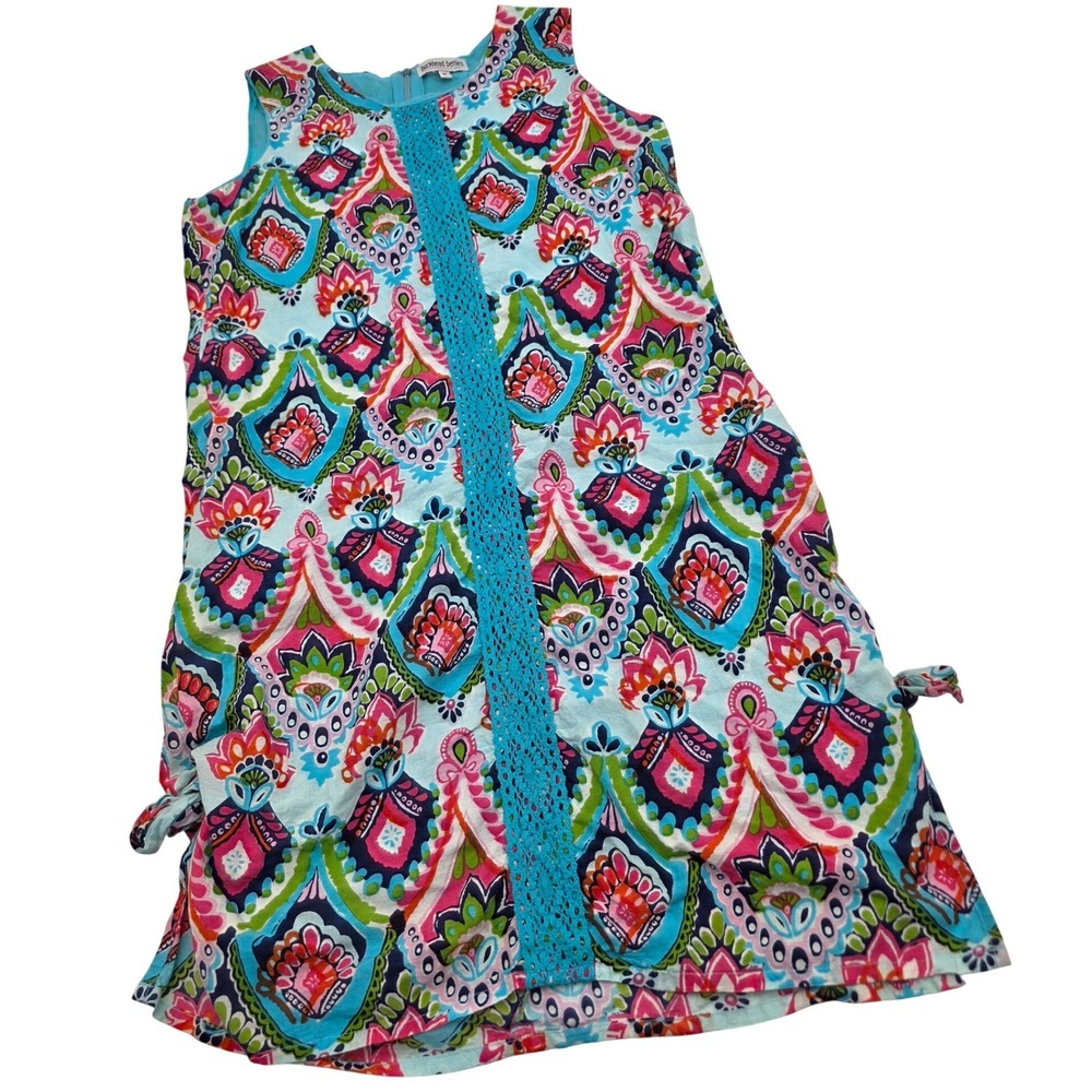 Buckhead Betties Shift Dress Womens Medium Blue Paisley Crochet Lace #Beach